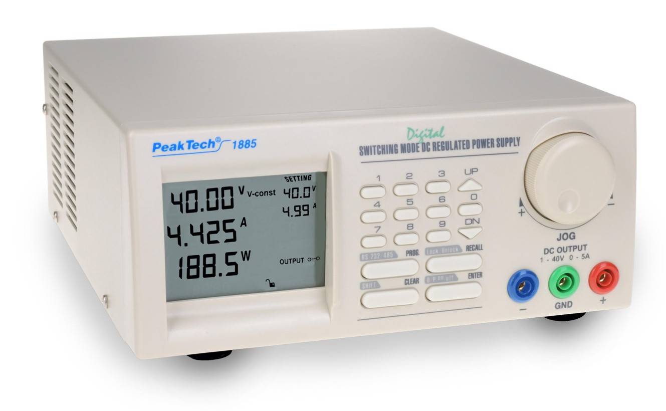 Progr. DC-Schaltnetzteil mit USB + RS-485, 1 - 40 V/0 - 5 A DC