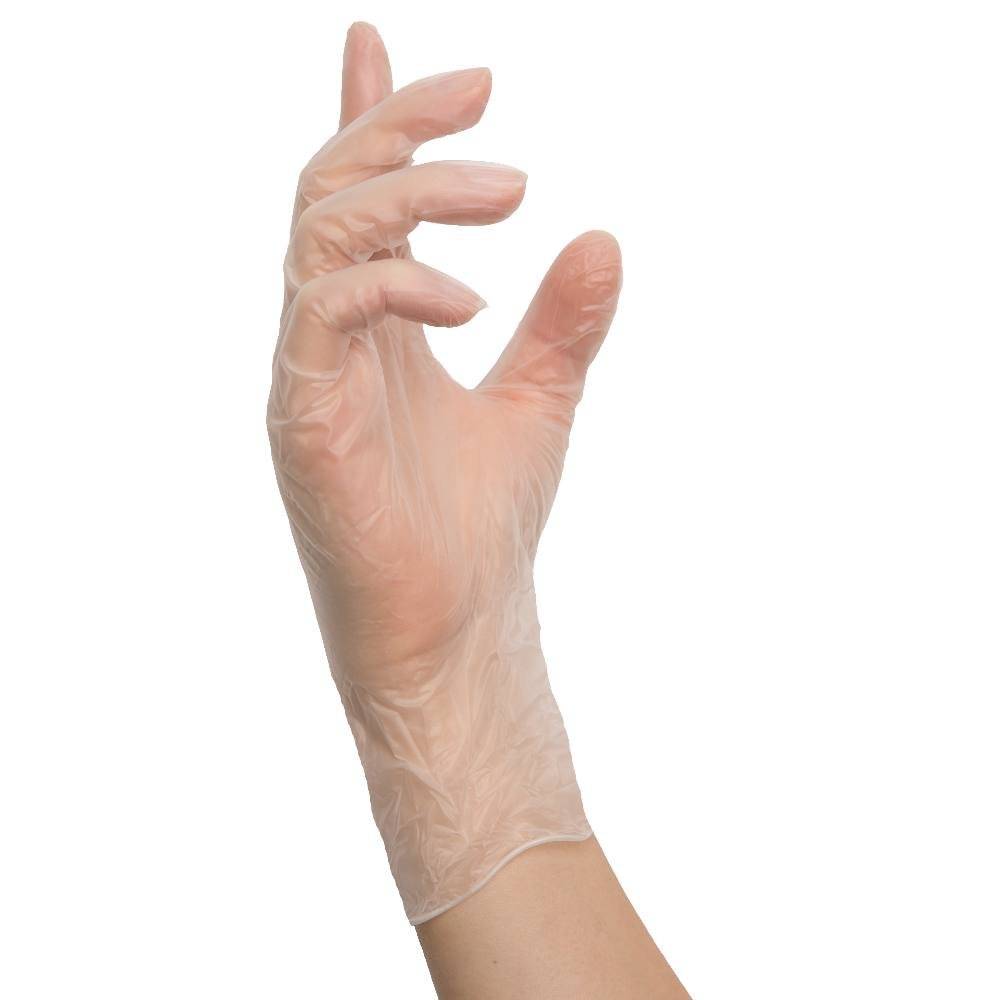 NITRAS VINYL PF Vinyl Einmalhandschuhe, transparent - 1 Packung = 100 Stück, Größe: M