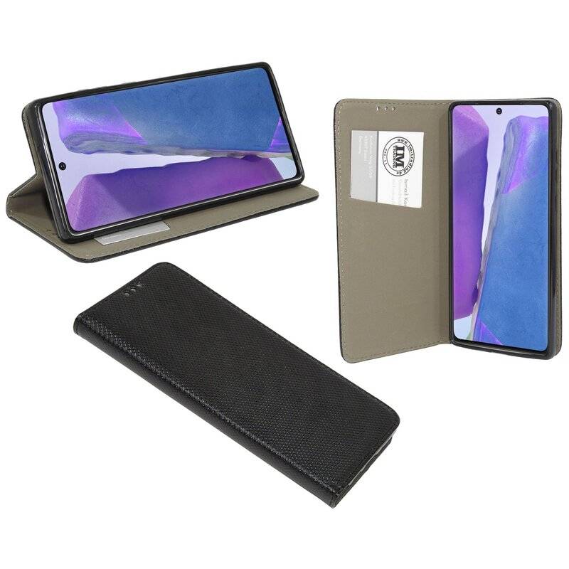Buch Tasche Smart für SAMSUNG GALAXY NOTE 20 N980F Handy Hülle Etui Brieftasche Schutzhülle mit Standfunktion, Kartenfach Schwarz