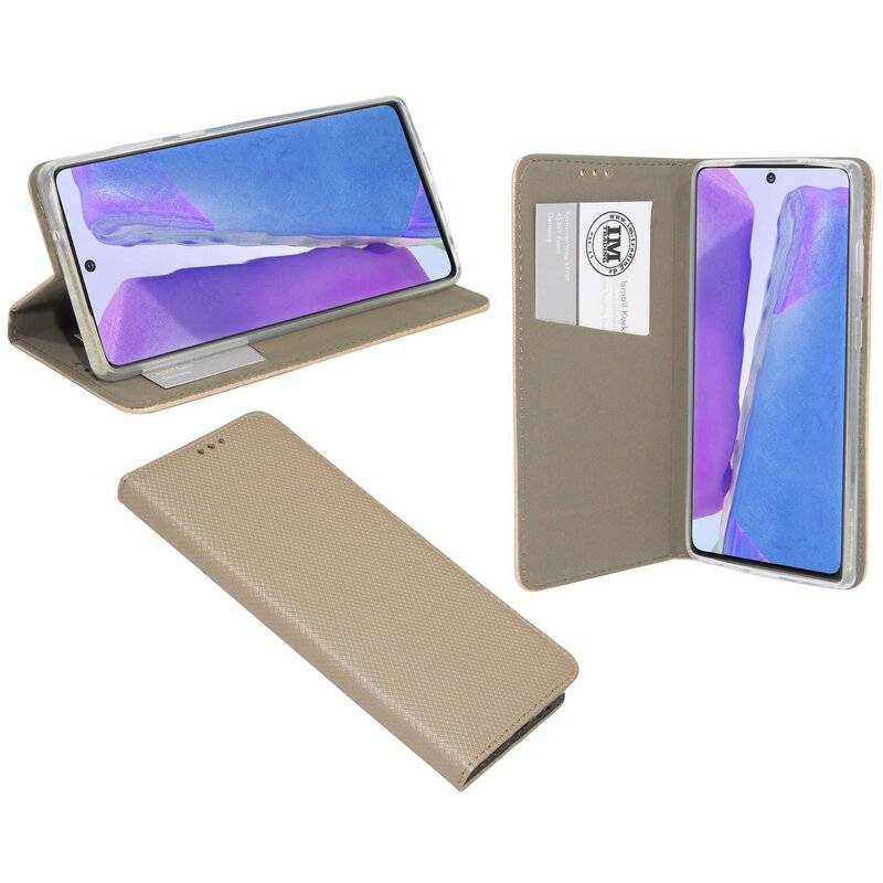 Buch Tasche Smart für SAMSUNG GALAXY NOTE 20 N980F Handy Hülle Etui Brieftasche Schutzhülle mit Standfunktion, Kartenfach Gold