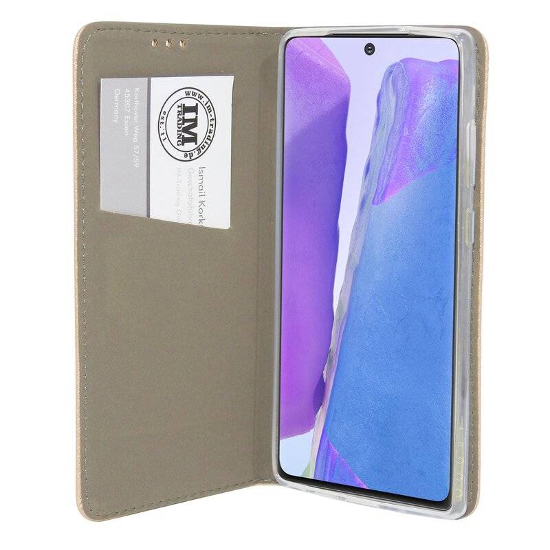 Buch Tasche Smart für SAMSUNG GALAXY NOTE 20 N980F Handy Hülle Etui Brieftasche Schutzhülle mit Standfunktion, Kartenfach Gold