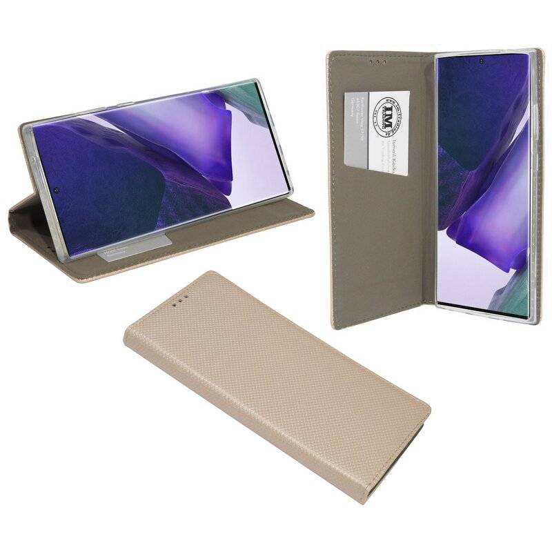 Buch Tasche "Smart" SAMSUNG GALAXY NOTE 20 ULTRA ( N985F ) Handy Hülle Brieftasche Schutzhülle mit Standfunktion Gold