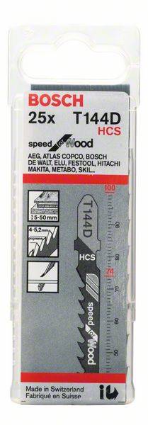 Bosch Stichsgeblatt T 144 D Speed for Wood, 25er-Pack