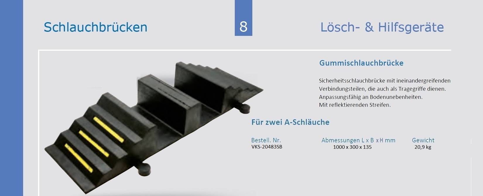 Schlauchbrücke aus Gummi für 2 x A-Druckschläuche und B, C, D, bis 110 mm Ø