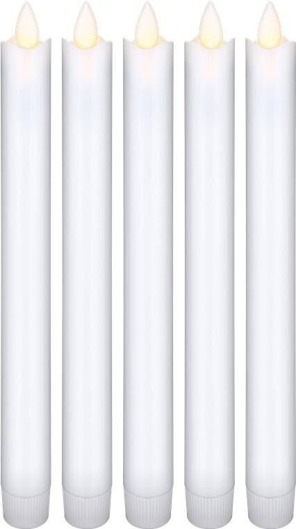 5er-Set weiße LED-Echtwachs-Stabkerzen inklusive Fernbedienung, die schöne und sichere Lichtlösung für Haus, Loggia, Bür