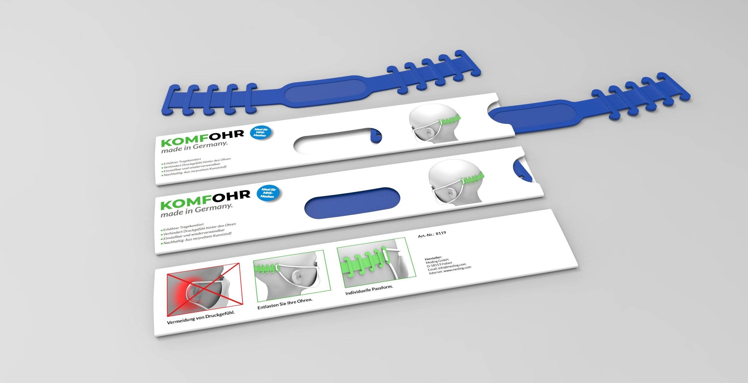 KOMFOHR Maskenhalter einzeln im Komfort-Etui dunkelblau