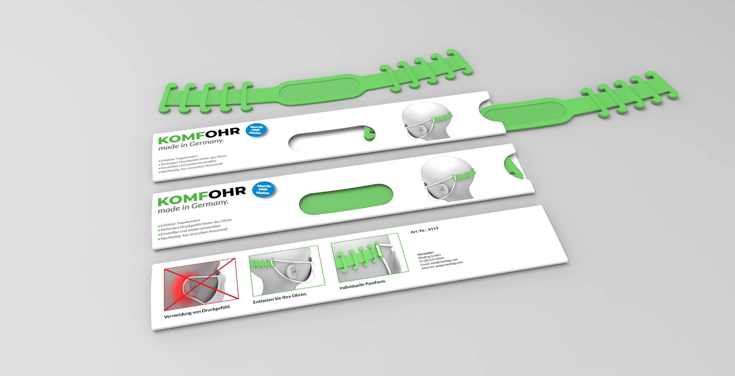 KOMFOHR Maskenhalter einzeln im Komfort-Etui grün