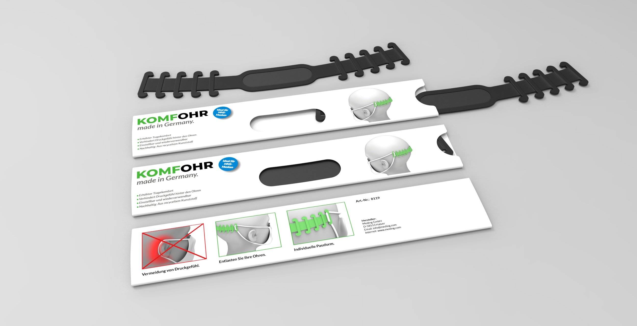 KOMFOHR Maskenhalter einzeln im Komfort-Etui schwarz