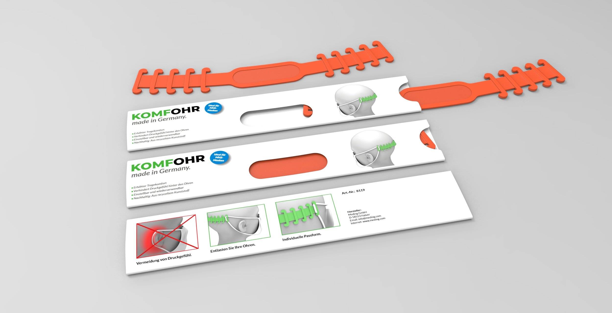 KOMFOHR Maskenhalter einzeln im Komfort-Etui rot