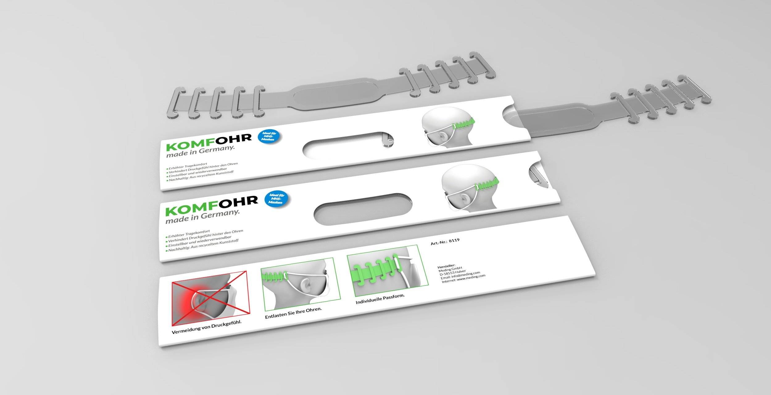 KOMFOHR Maskenhalter einzeln im Komfort-Etui transluzent