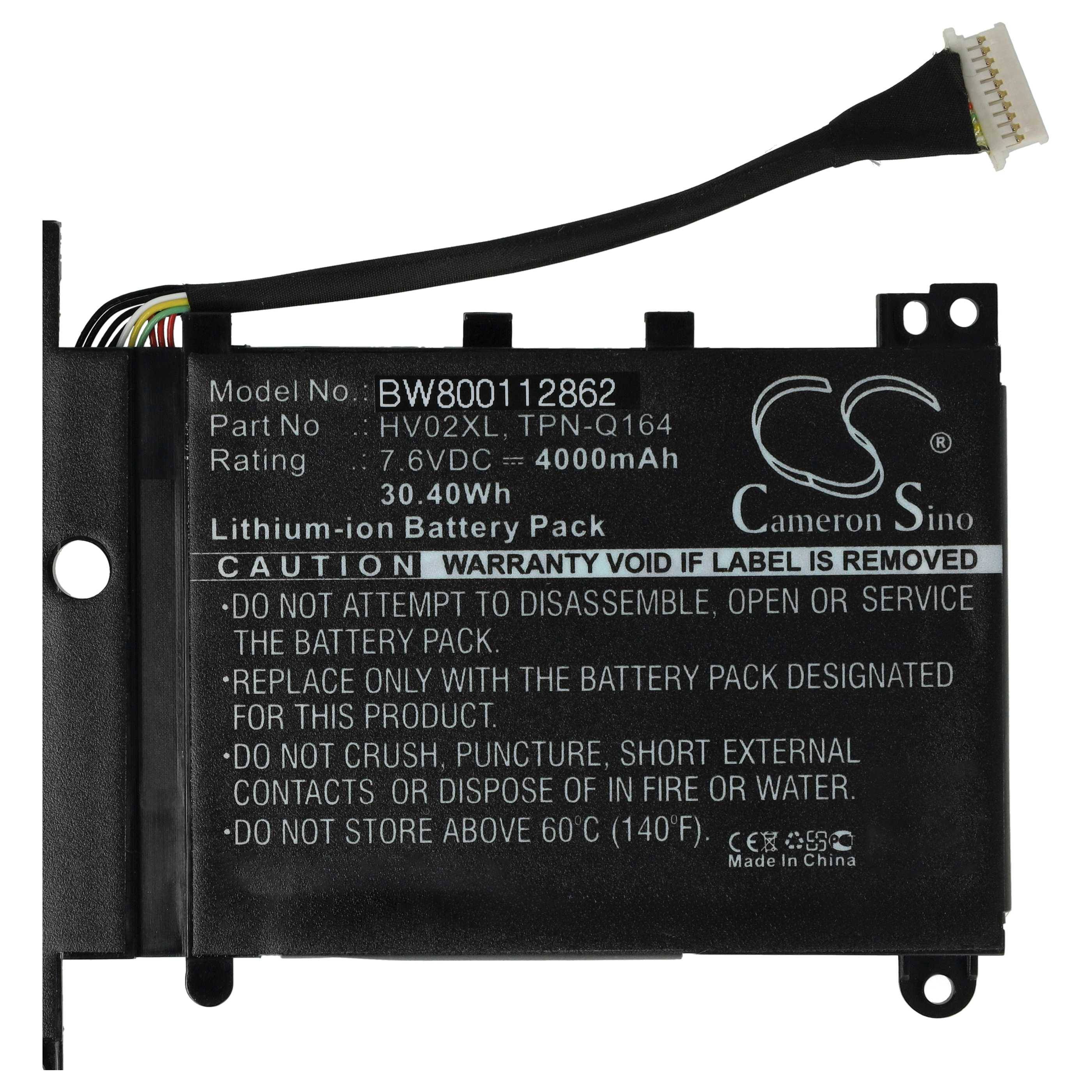 Lithium-Ionen-Batteriepack mit Modell BW800112862, 7,6V, 4000mAh. Vorsicht: Garantie erlischt, wenn das Etikett entfernt wird.