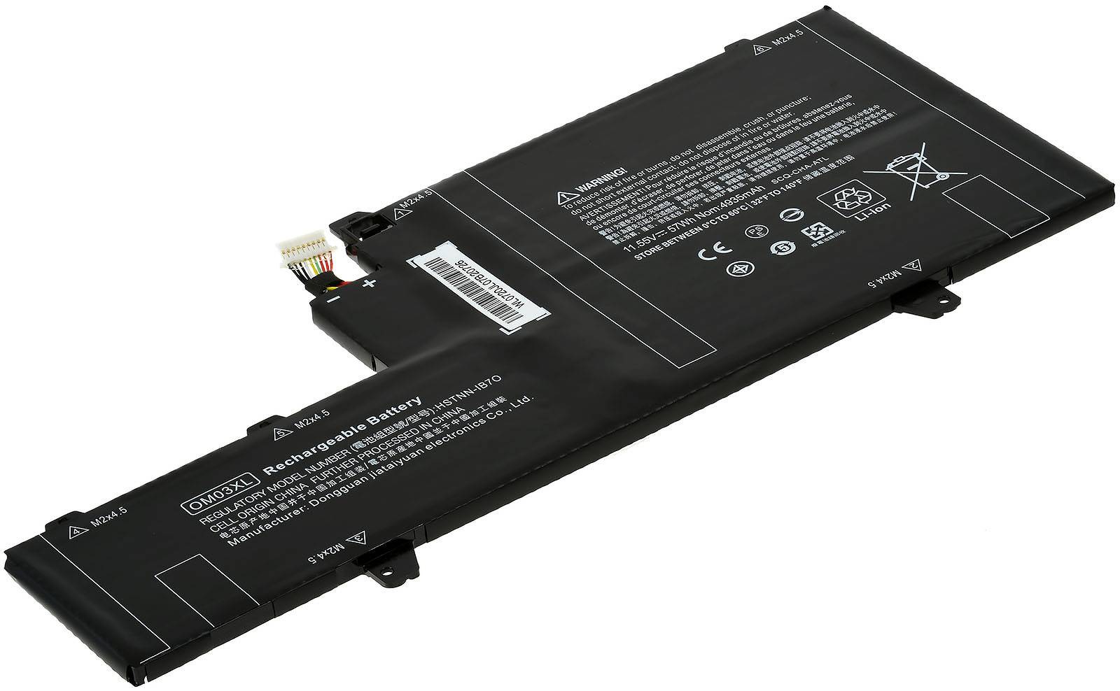 Powery Akku passend für Laptop HP EliteBook x360 1030 G2, Typ OM03XL u.a., 11,55V, Li-Polymer
