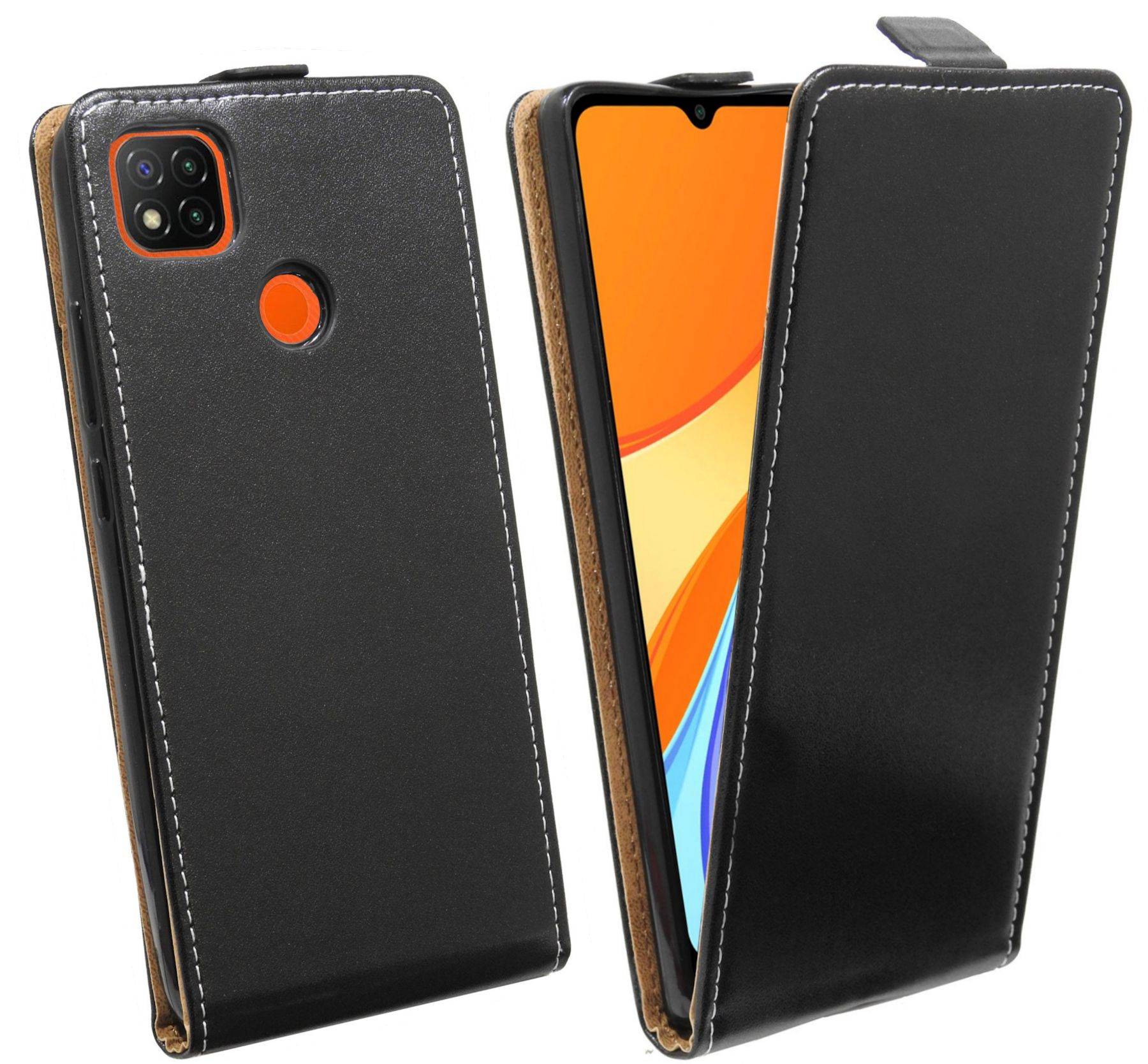 cofi1453® Flip Case kompatibel mit XIAOMI REDMI 9C Handy Tasche vertikal aufklappbar Schutzhülle Klapp Hülle Schwarz