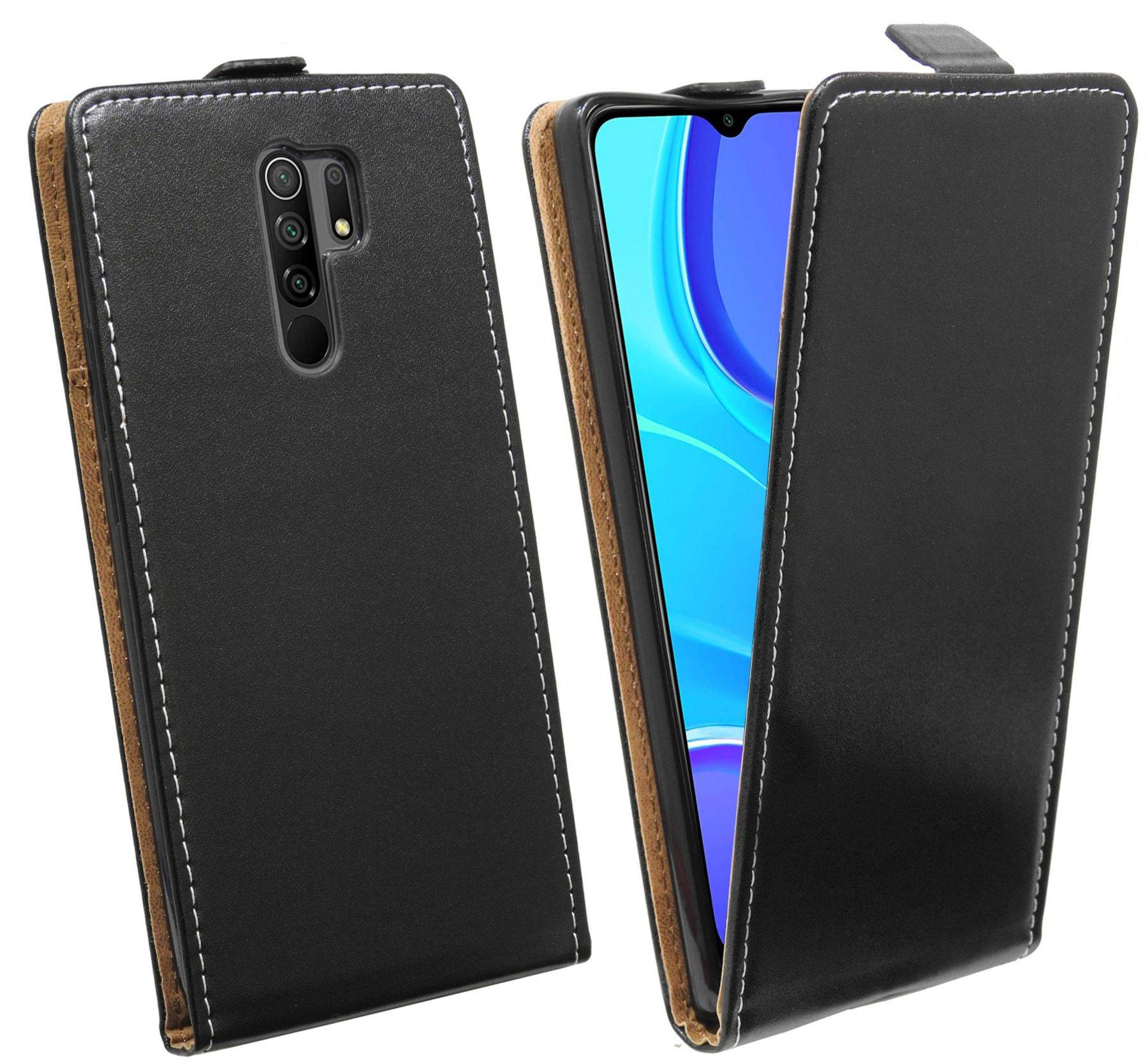 cofi1453® Flip Case kompatibel mit XIAOMI REDMI 9 Handy Tasche vertikal aufklappbar Schutzhülle Klapp Hülle Schwarz