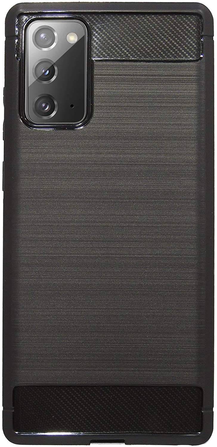 cofi1453® Silikon Hülle Bumper Carbon kompatibel mit SAMSUNG GALAXY NOTE 20 (N980F) Case TPU Soft Handyhülle Cover Schutzhülle Schwarz