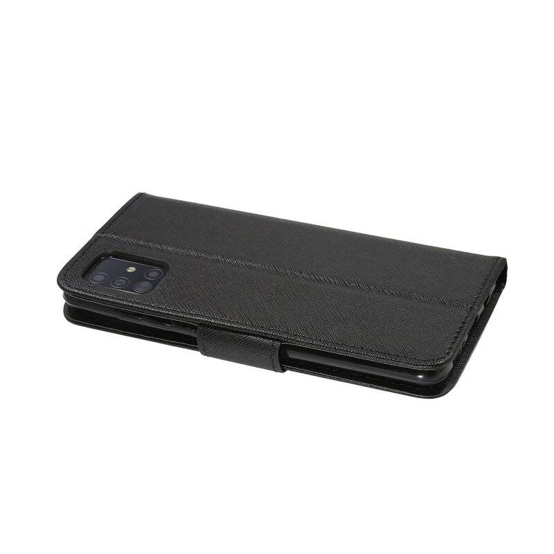Buch Tasche Fancy für SAMSUNG GALAXY A71 5G A716F Handy Hülle Etui Brieftasche Schutzhülle mit Standfunktion, Kartenfach Schwarz
