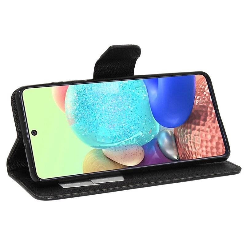 Buch Tasche Fancy für SAMSUNG GALAXY A71 5G A716F Handy Hülle Etui Brieftasche Schutzhülle mit Standfunktion, Kartenfach Schwarz