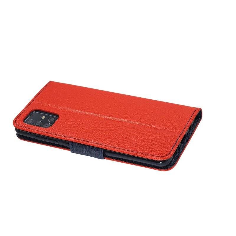 Buch Tasche Fancy für SAMSUNG GALAXY A71 5G A716F Handy Hülle Etui Brieftasche Schutzhülle mit Standfunktion, Kartenfach in Rot-Blau