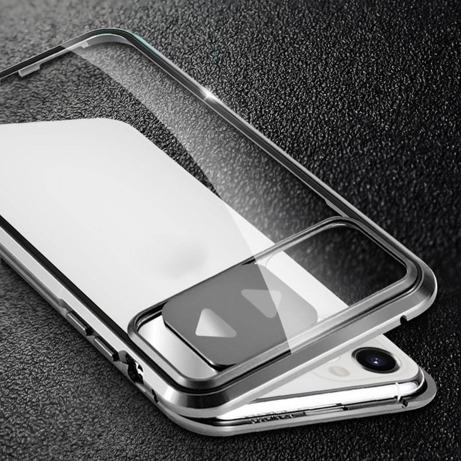 360° Magnet Full Slim Metall Case Handyhülle Handy mit Schutzglas Vorderseite und Rückseite + Kameraschutz Cover für Samsung Galaxy S20 G980F