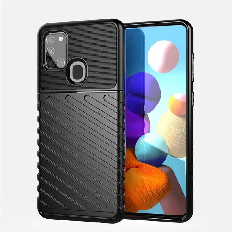 Hybrid Armor Etui SchutzHülle Thunder Case Bumper Cover Handyhülle Matt Hülle Robust Rutschfest für Samsung Galaxy A21s A217F