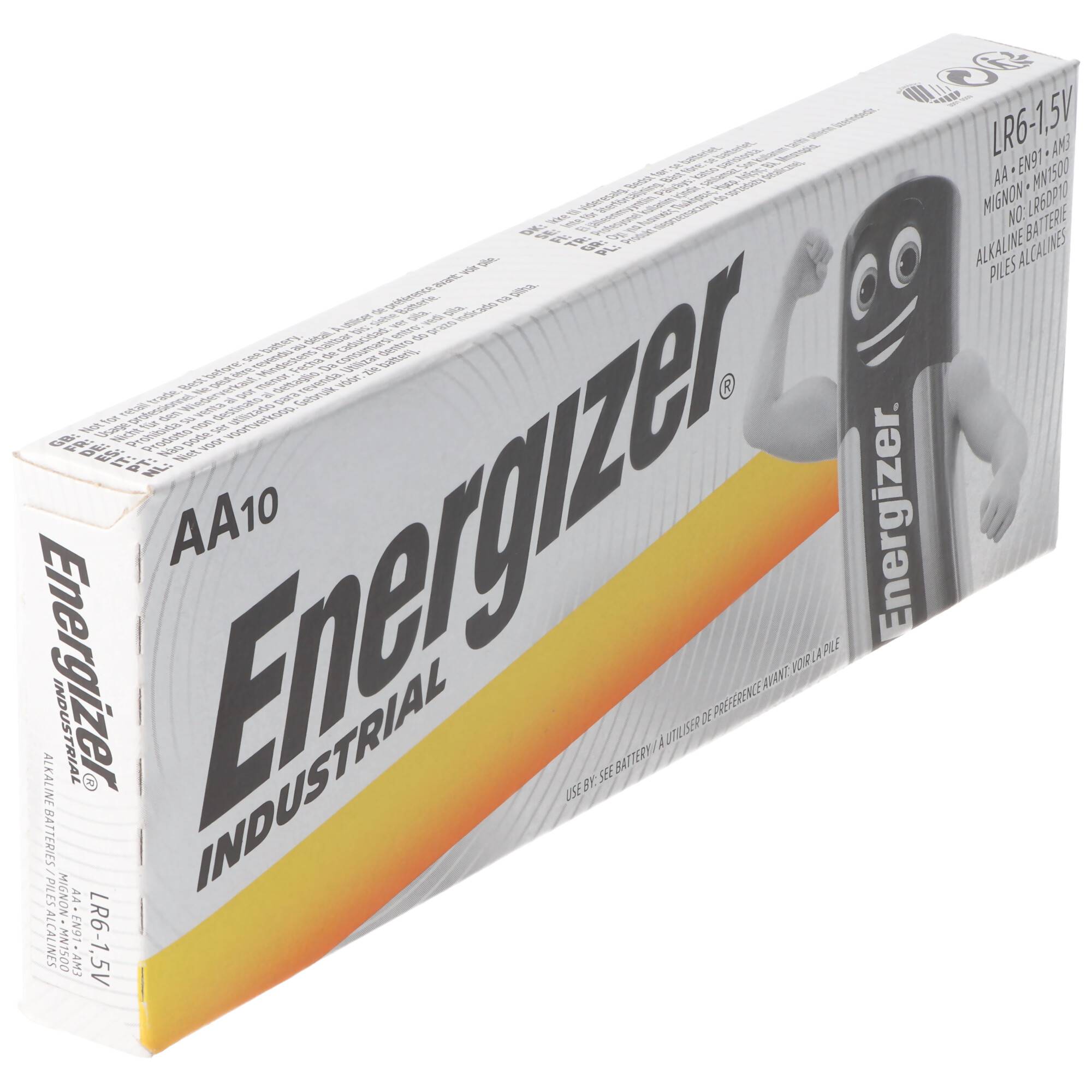 Energizer Industrial Mignon, AA, LR6, MN1500, Alkaline Batterie 1,5V in praktischer 10er Packung