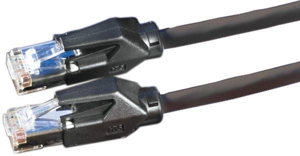 DÄTWYLER Patchkabel Cat.6 (Class E) S/FTP, CU 7702 flex LSOH, Hirose TM21, schwarz, 10 m