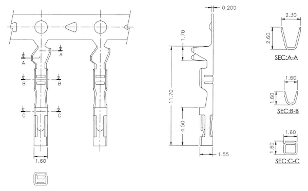 Female Crimp Pins for 0.1" Housings 100-Pack, Arbeiten mit 22 bis 28AWG Drähten