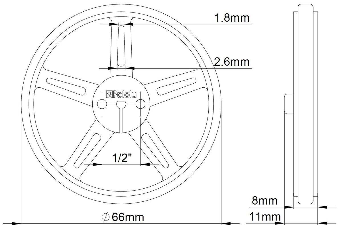 Pololu Plastic Wheel 70x8mm Pair White for Micro Metal Gearmotors