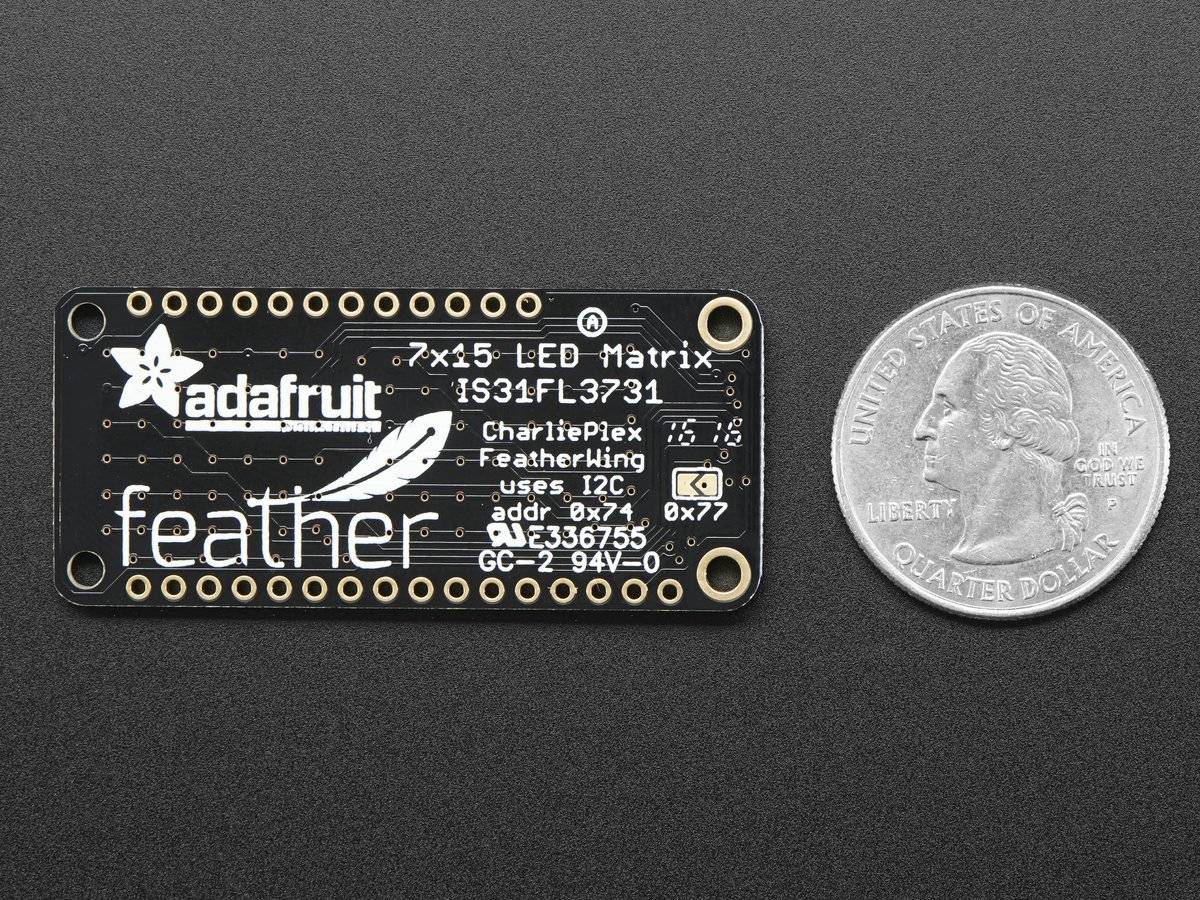 Adafruit 15x7 CharliePlex LED Matrix Display FeatherWing Yellow
