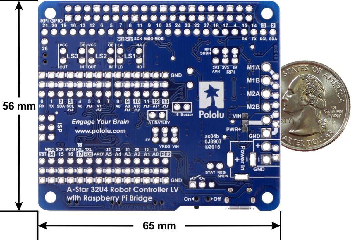 Pololu A-Star 32U4 Robot Controller LV with Raspberry Pi Bridge
