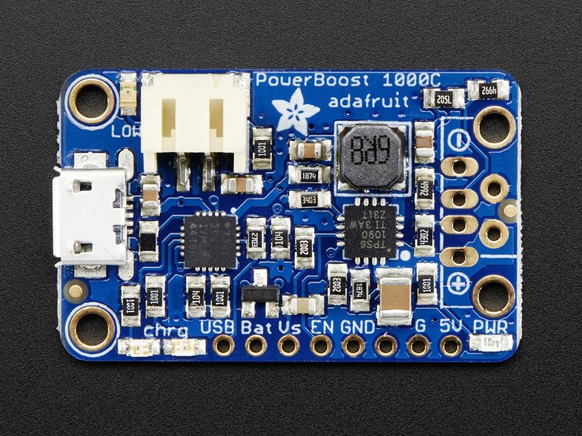Adafruit PowerBoost 1000 Charger - Rechargeable 5V Lipo USB Boost @ 1A - 1000C for 3.7V LiIon/LiPoly Battery 2465