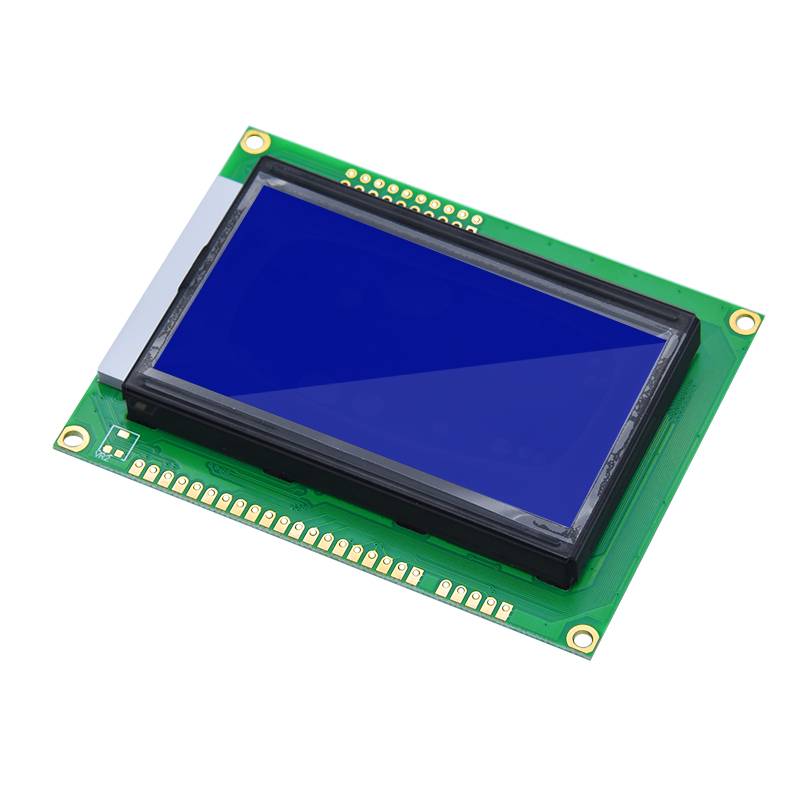 Graphic 128x64 LCD Display Module 12864 White on Blue 5V Header Strip