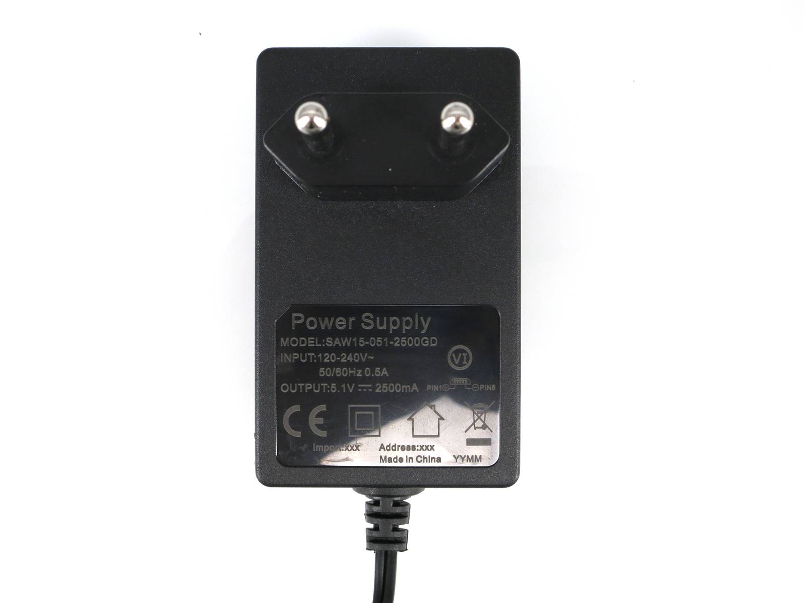 5,1V 2,5A Universal Netzteil micro USB Raspberry Pi 3 Ladegerät Power Adapter Schwarz