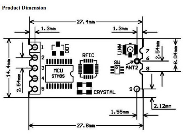 HC-12 433MHz Wireless Serial Remote Modul SI4438 mit Antenna 1000m