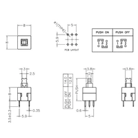 10 Stk. 12,5x8x8mm 6-polig MIniatur Selbstsichernter Taster-Schalter Eingabetaster 10 Stk. 12,5x8x8mm 6-polig MIniatur Selbstsichernter Taster-Schalter Eingabetaster