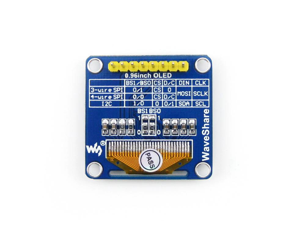 Waveshare 0.96 inch 128x64 OLED SPI I2C Interfaces vertical pinheader SSD1306