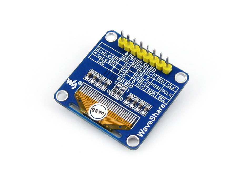 Waveshare 0.96 inch 128x64 OLED SPI I2C Interfaces vertical pinheader SSD1306
