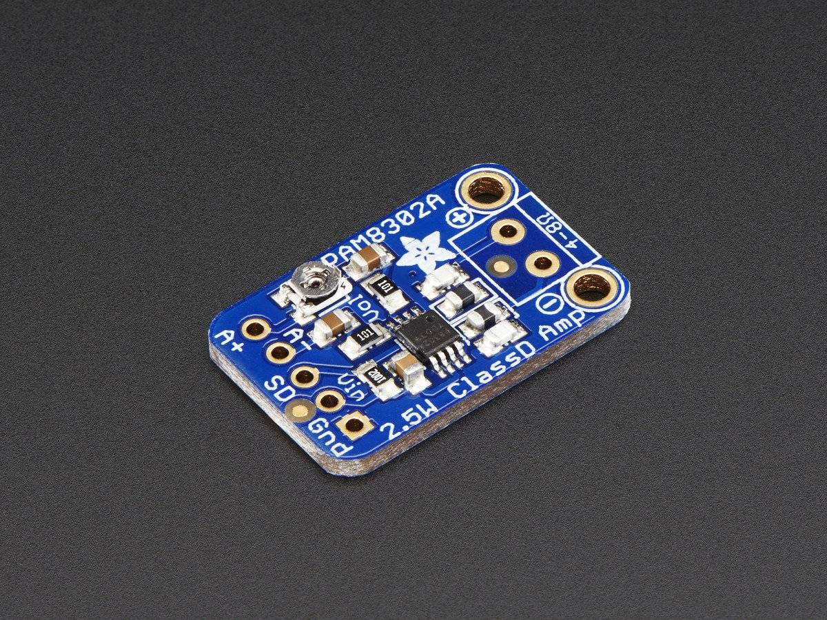 Adafruit Mono 2.5W Class D Audio Amplifier - PAM8302, up to 2.5 Watts 2.0V-5.5VDC 2130