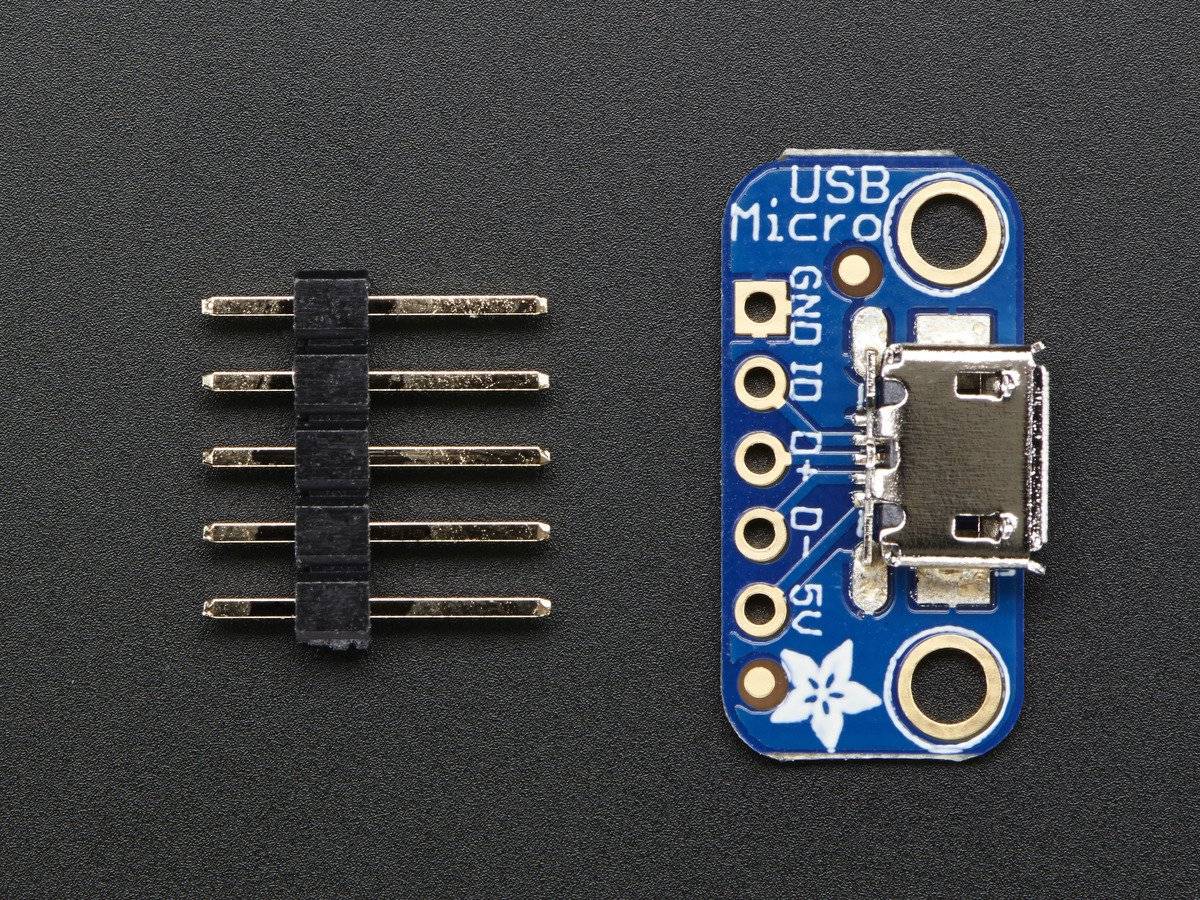 Adafruit USB Micro-B Breakout Board, Adding USB 5V Power to Projects 1833