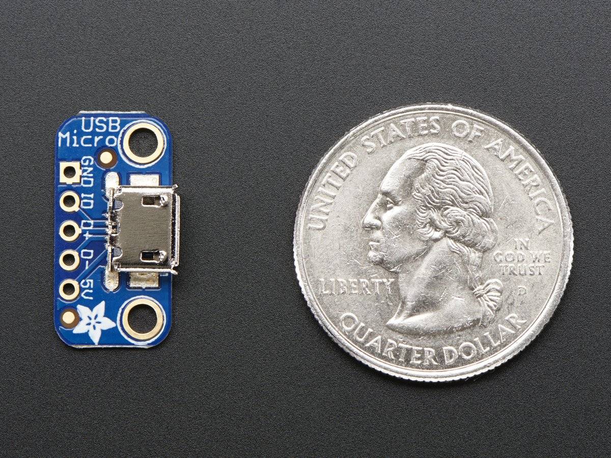 Adafruit USB Micro-B Breakout Board, Adding USB 5V Power to Projects 1833