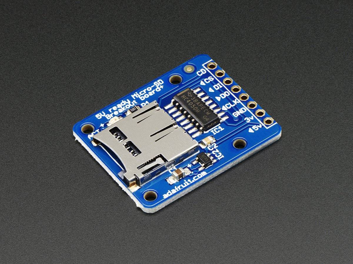 Adafruit MicroSD Card Breakout Board+ Onboard 5V to 3V Regulator 150mAh
