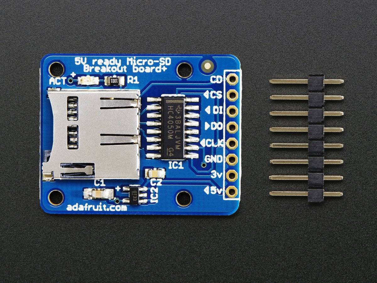 Adafruit MicroSD Card Breakout Board+ Onboard 5V to 3V Regulator 150mAh