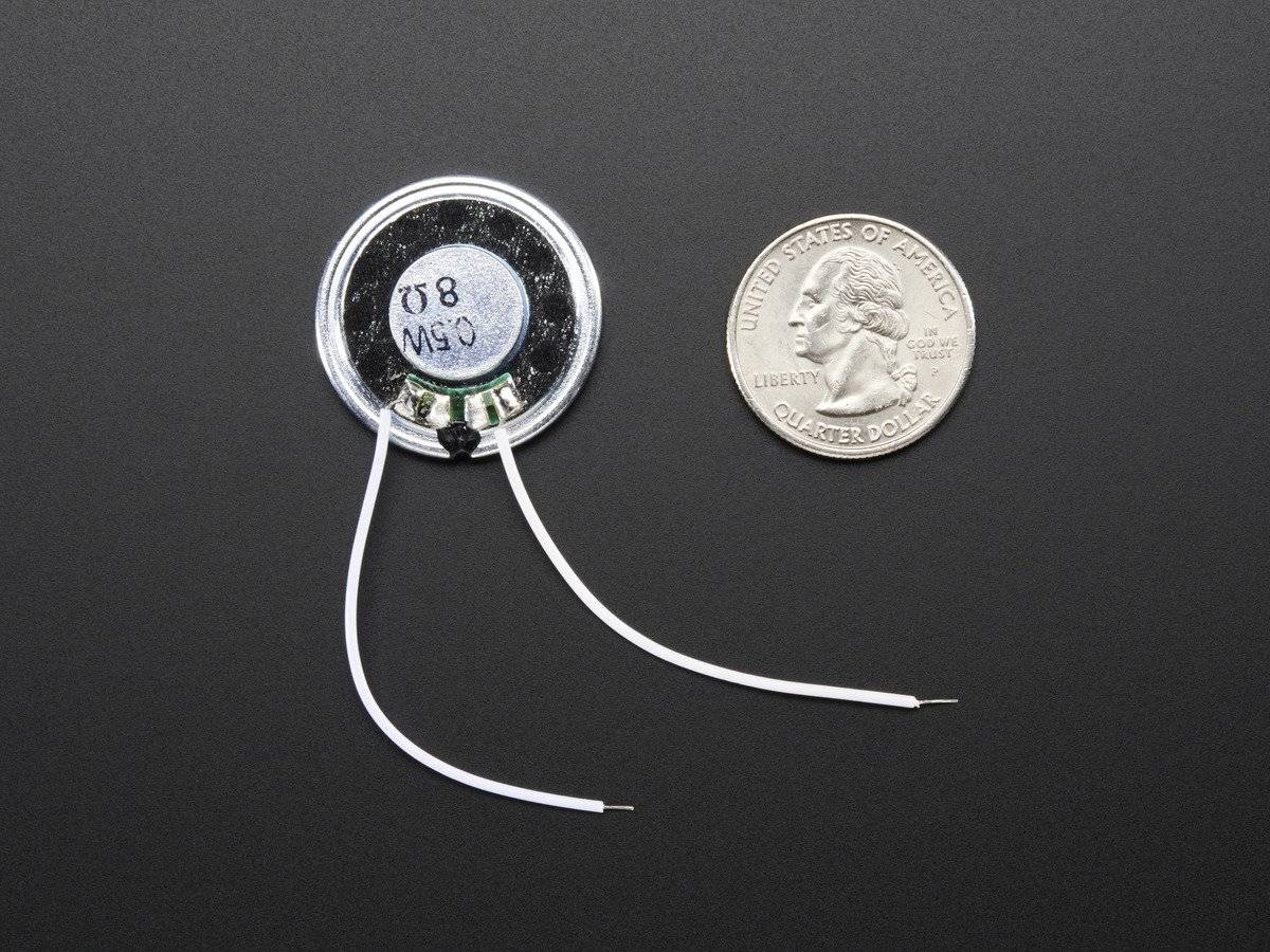 Adafruit Mini Metal Speaker with Wires - 8 ohm 0.5W for Wave Shield/Class D Amplifier 1890