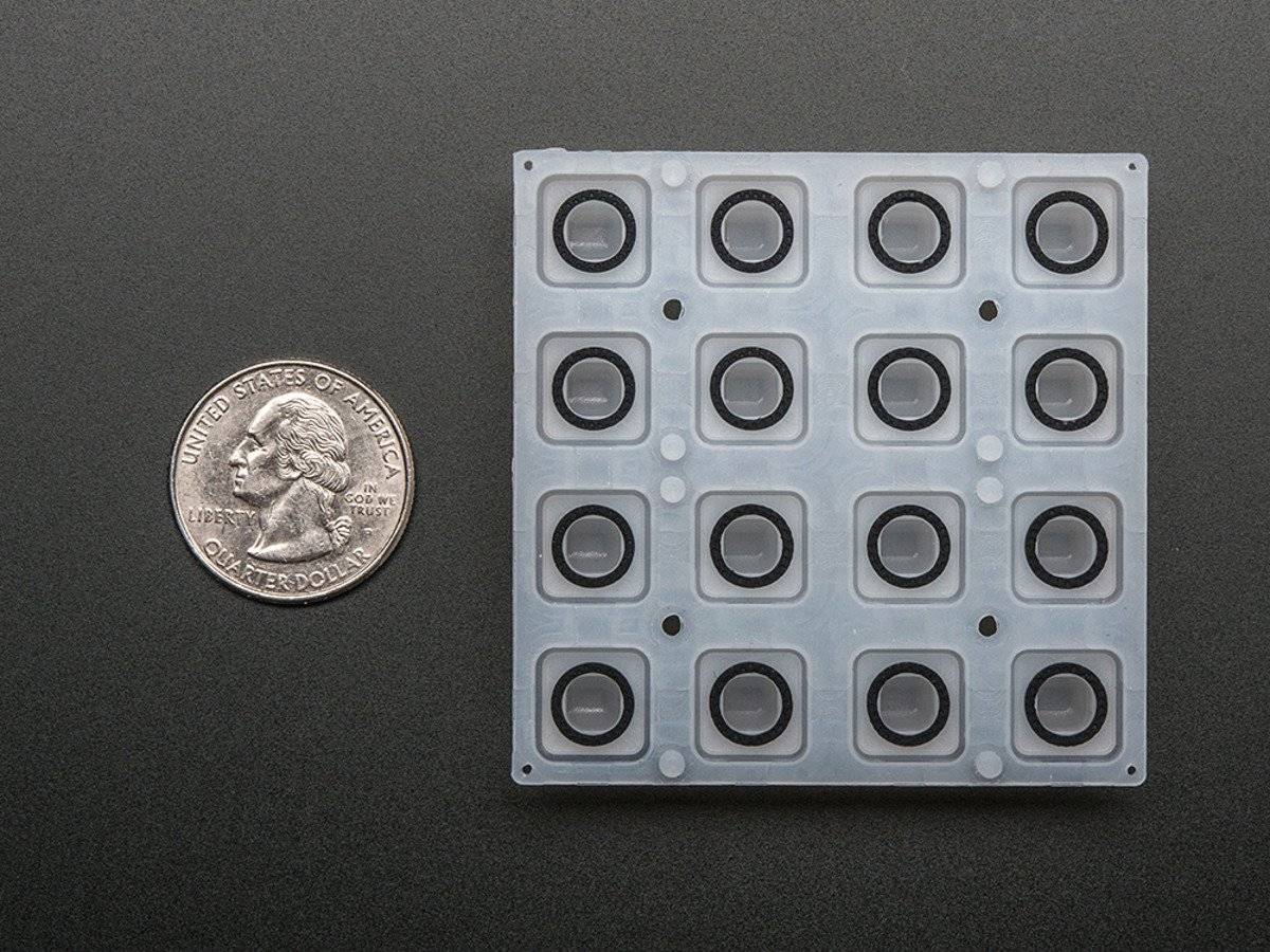 Adafruit Silicone Elastomer 4x4 Button Keypad - for 3mm LEDs 1611