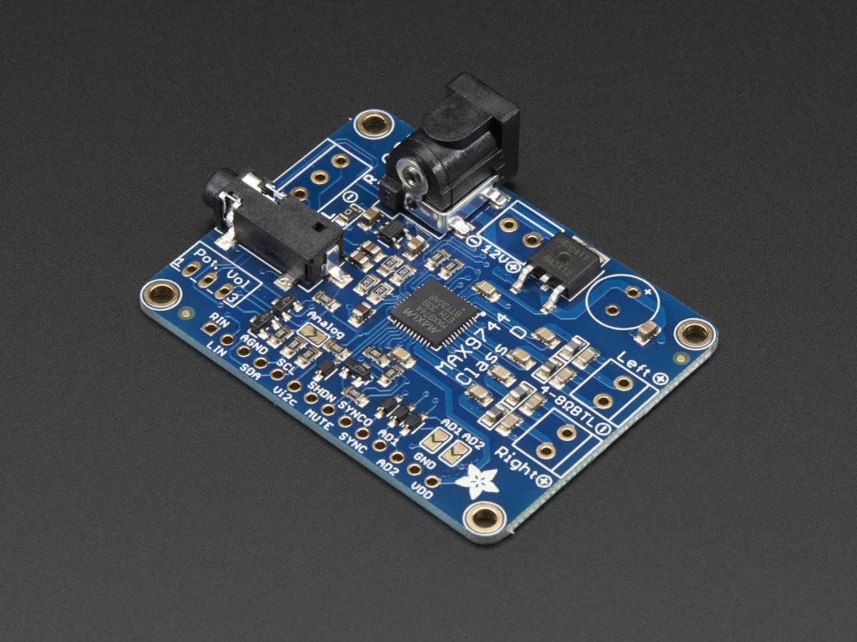 Adafruit Stereo 20W Class D Audio Amplifier - MAX9744, support 2CH 4-8Ohm 20W Speaker 1752