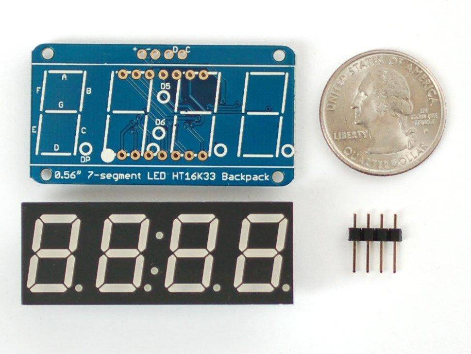 Adafruit 0.56" 4-Ziffern 7-Segment Display mit I2C Backpack - Rot