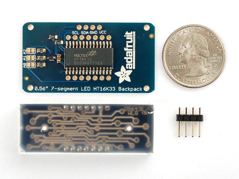 Adafruit 0.56" 4-Ziffern 7-Segment Display mit I2C Backpack - Gelb