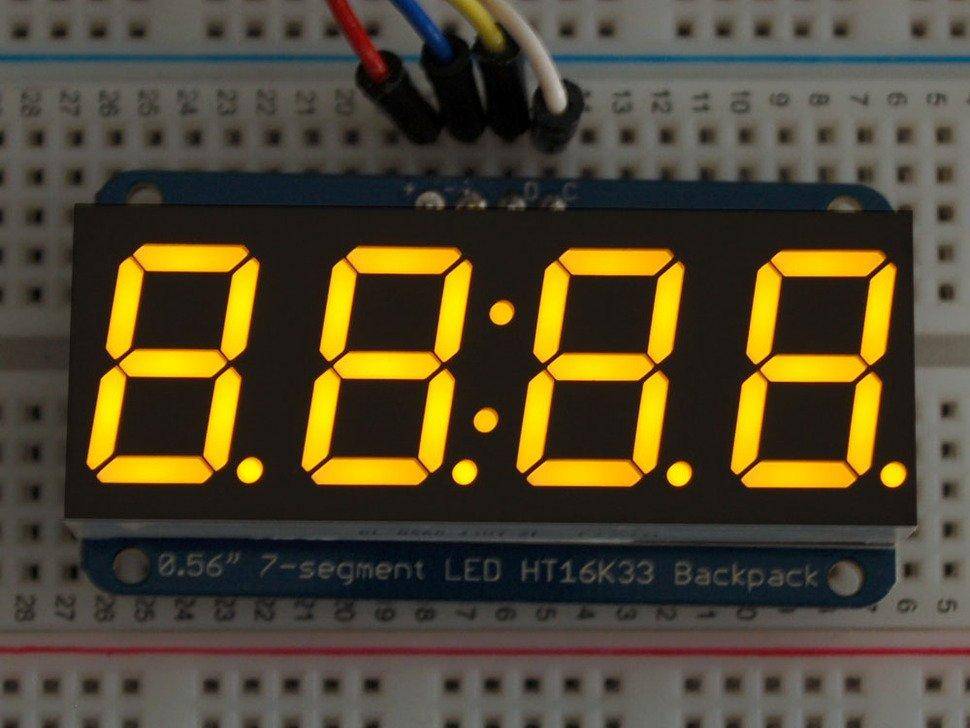 Adafruit 0.56" 4-Ziffern 7-Segment Display mit I2C Backpack - Gelb