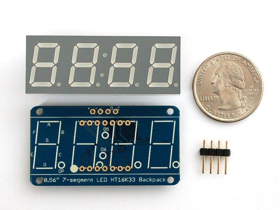 Adafruit 0.56" 4-Ziffern 7-Segment Display mit I2C Backpack - Gelb