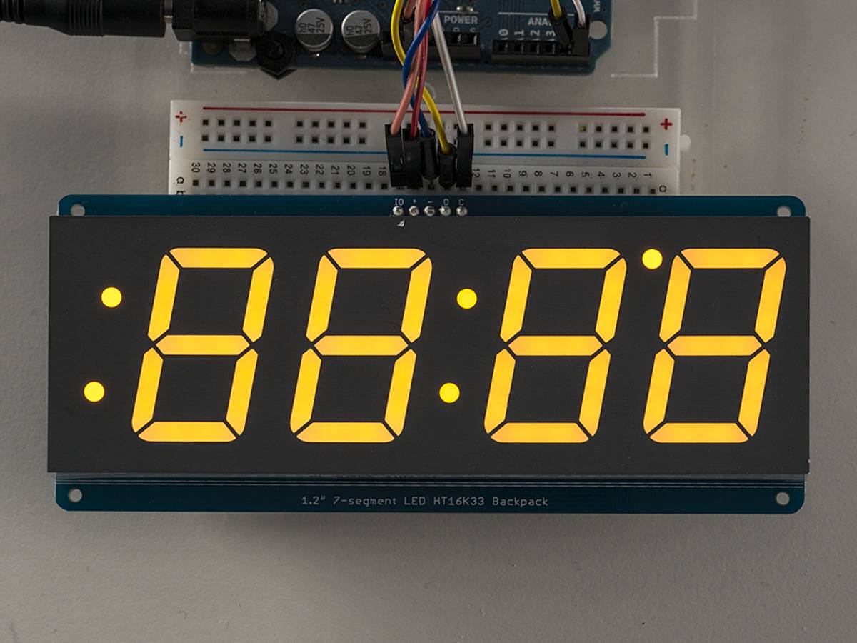 Adafruit 1.2inch 4-Digit 7-Segment Display with I2C Backpack Yellow for Arduino